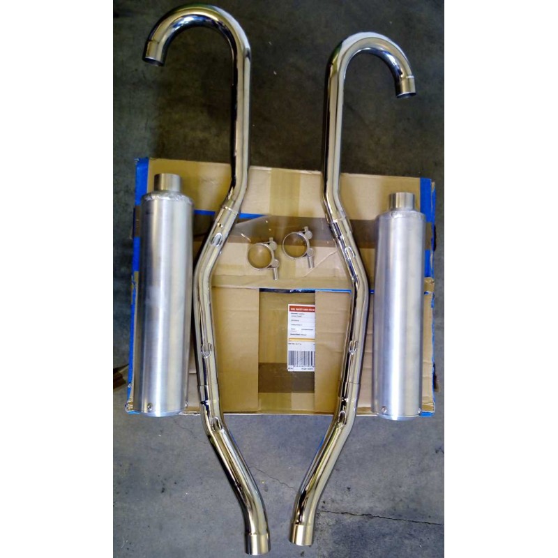 Auspuff 2 in 2 Edelstahl mit Aluminium-Dämpfern 80mm